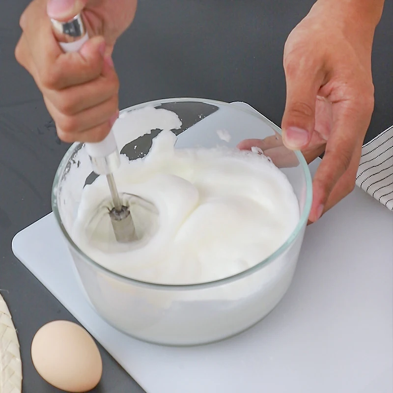 

12in Semi-automatic Mixer Egg Beater Manual Self Turning 304 Stainless Steel Whisk Hand Blender Egg Cream Stirring Kitchen Tools