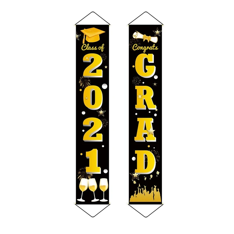 

NEW-Graduation Porch Sign Set Congrats Grad Class Home for Indoor Hanging Banner Yard Porch Decor Party Decoration