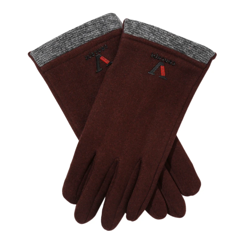 

New Winter Unisex Solid Color Warm Men Cashmere Mittens Inner Fleece Gloves Thick Plush Women Touch Screen Driving Gloves