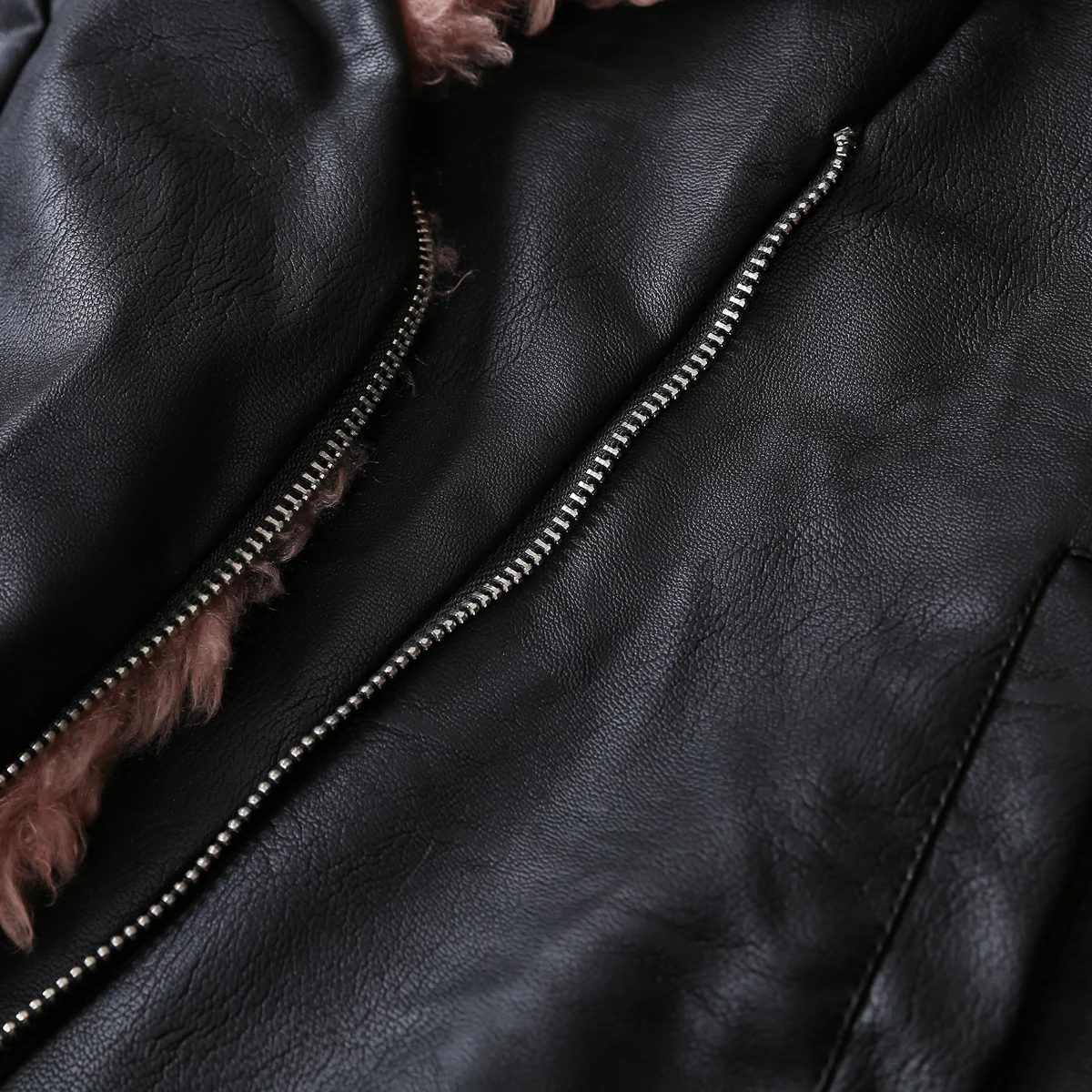 

Slim Women Coat 2019 Fashion Ladies Elegant Leather And Fur Jacket Coats Autumn And Winter Womens Warm Zipper Coat Female Jacket