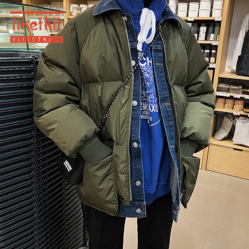 Liketkit мужские зимние куртки 2019 однотонные свободные толстые теплые парки большие
