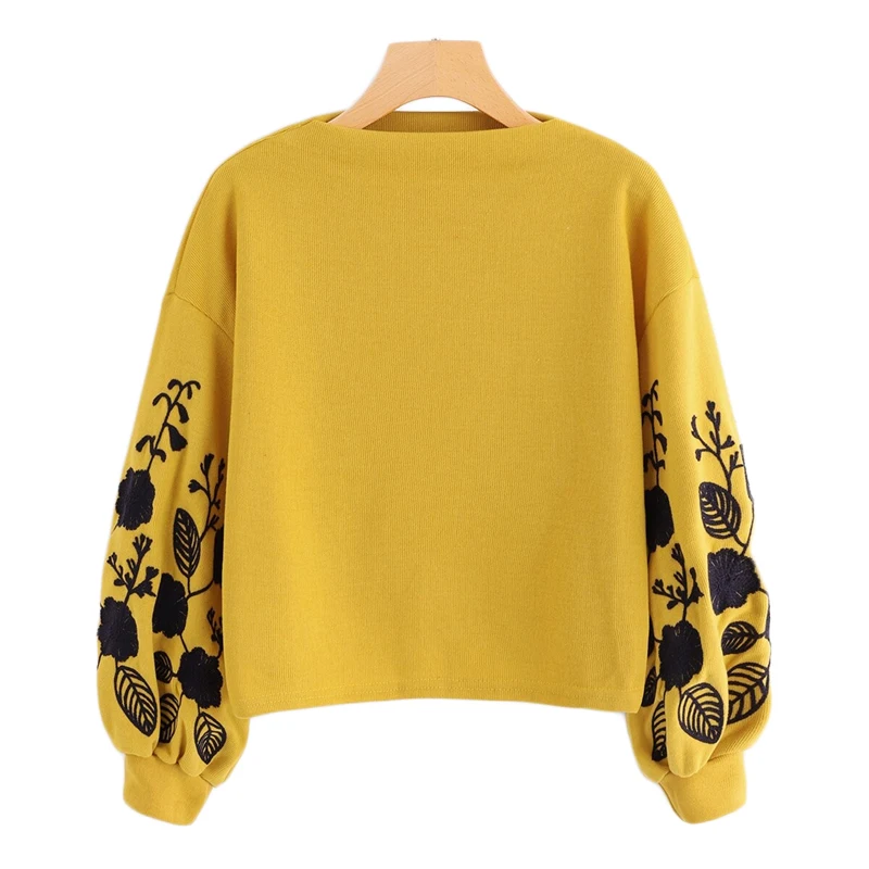 Dotfashion розовый женский пуловер с цветочной вышивкой на плече, повседневный осенний свитер с воротником-хомутом
