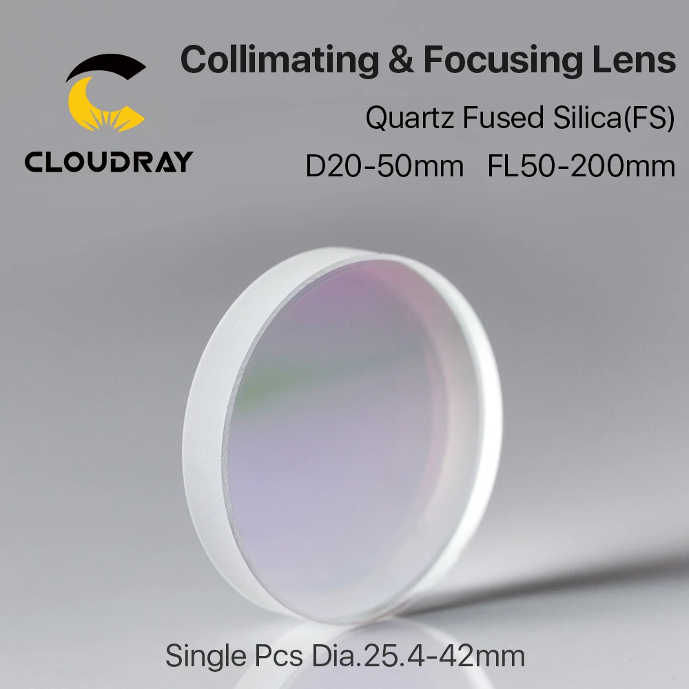 Cloudray 1 шт. фокусировка и коллимативный объектив диаметр. 20-Dia.50 OEM кварцевый плавленый кремнезем волоконный лазер 1064nm Raytools