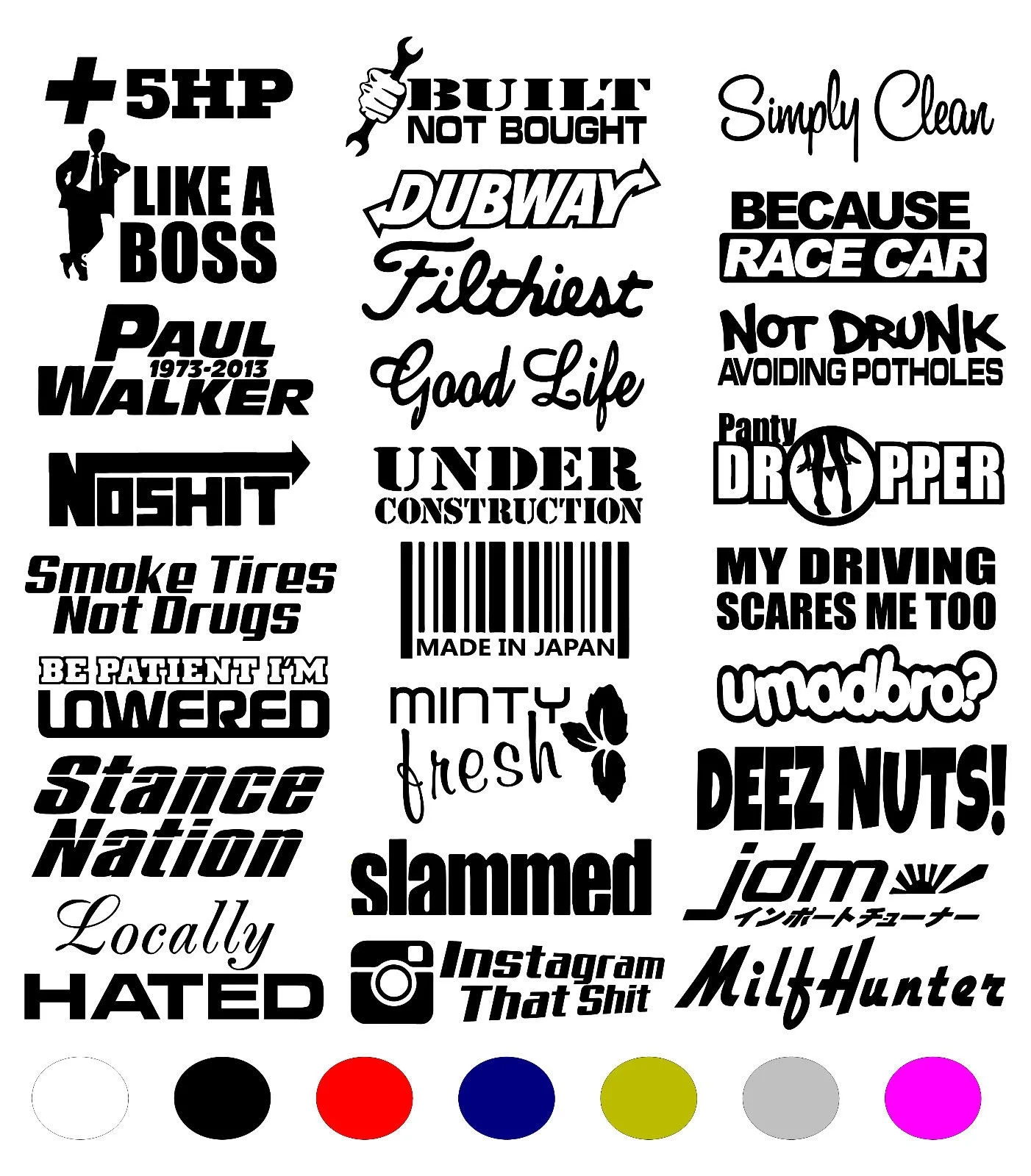 

For 1Set JDM 10 RANDOM CAR STICKER DECAL PACK LOT EURO BOOST RACING RACE FUNNY TUNER LOW Car Styling