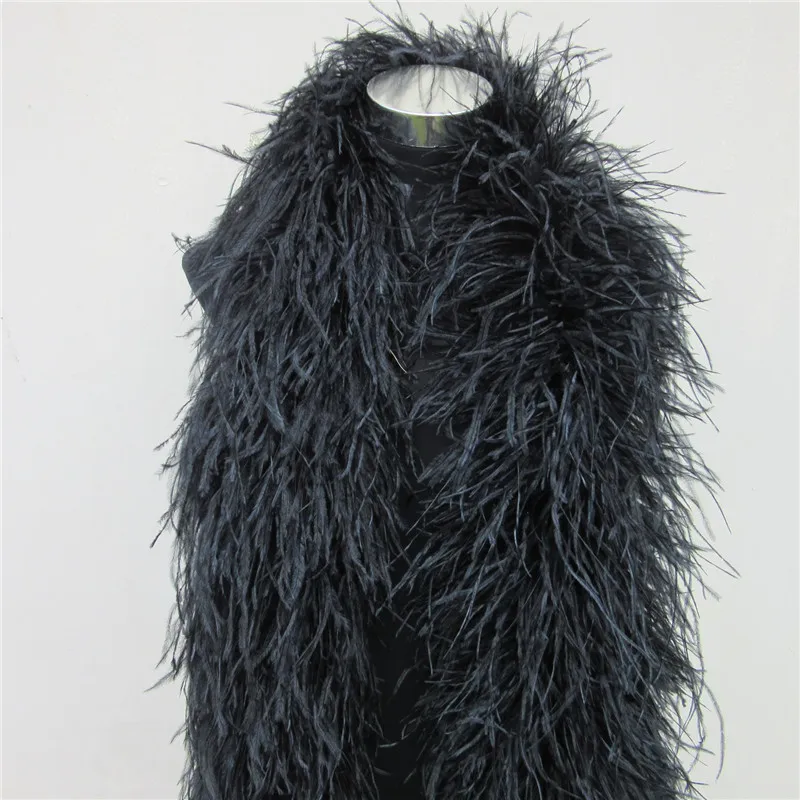Лидер продаж 6 слой красивый черный боа из страусиных перьев Перья для ремесел