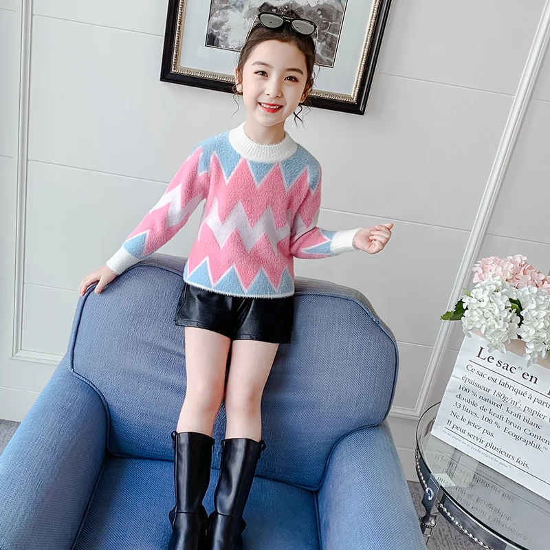 

Sweaters For Girls Imitation Mink Shirt Tops Jacket Pullover Winter Autumn Long Sleeves Toddler Girl Winter Clothes