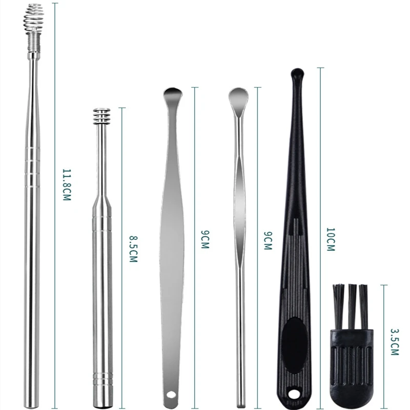 8-Pcs Set Of Dog Cat Ear Cleaner Stainless Steel Wax Picker Spiral Cleaning Spoon Pet Care Beauty Tool | Дом и сад
