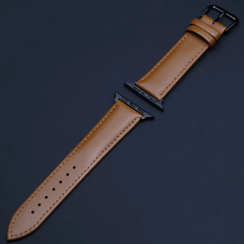 Ремешок кожаный коричневый для Apple Watch 4 3 2 1 38 мм 40 мужской ремешок часов iwatch 5 44 42