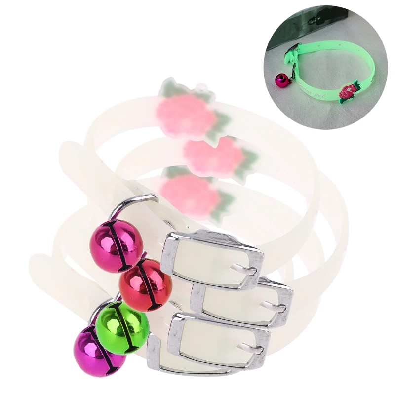 

Pet Glowing Collars with Bells Glow at Night Dogs Cats Necklace Light Luminous Neck Ring Accessories