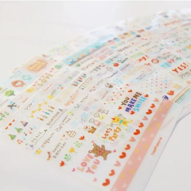 

Peerlesss 6 Sheets/set Lovely Korean Notebook Album Calendar Memo Message Diary Notes Memo Deco Paper Sticker