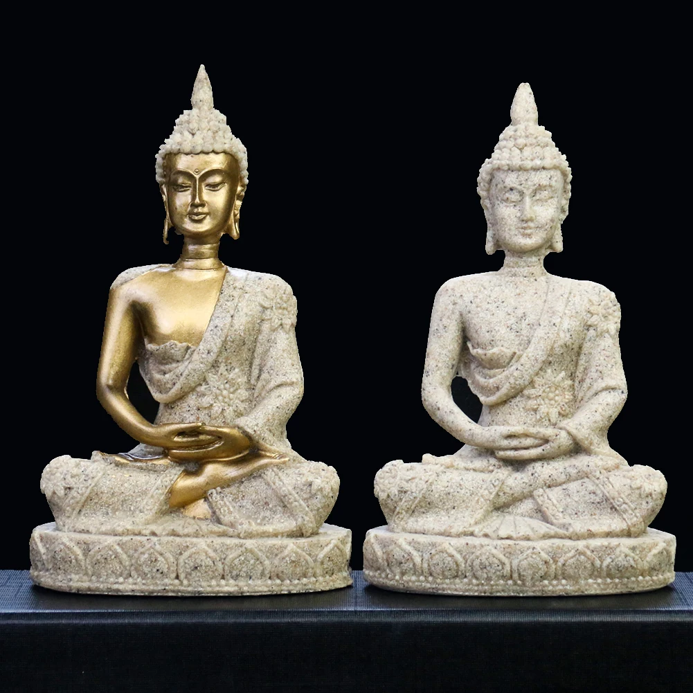 

Статуя Будды из песчаника, украшение для балкона, бонсай, модель дзен, чайное ремесло, домашнее украшение, домашний декор