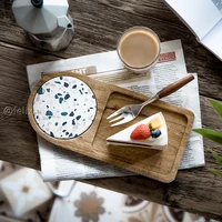 acacia wooden tray with coaster groove tray for one person coffee dessert wooden tray net red plate