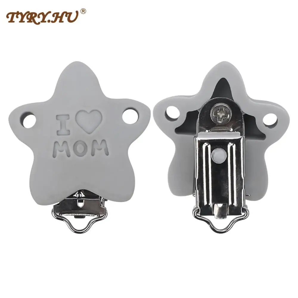 TYRY.HU 1PC Colorful Baby Pacifier Clip DIY Accessories Star Shape Silicone Safe Holder Anti-Fall Cute Clips