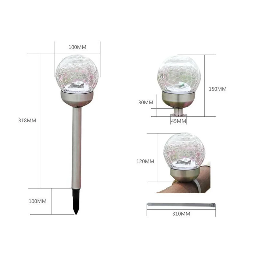 

Lawn Lamp Stigma Art Light 2pcs LED Solar Glass Ball Fence Lamps Outdoor Lighting For Garden Courtyard Pathway Patio Decoration