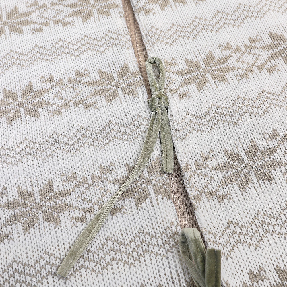 

2020 Christmas Tree Group Knitted Leaves 48-inch Faux Rabbit Fur Edge Soft Home Decoration