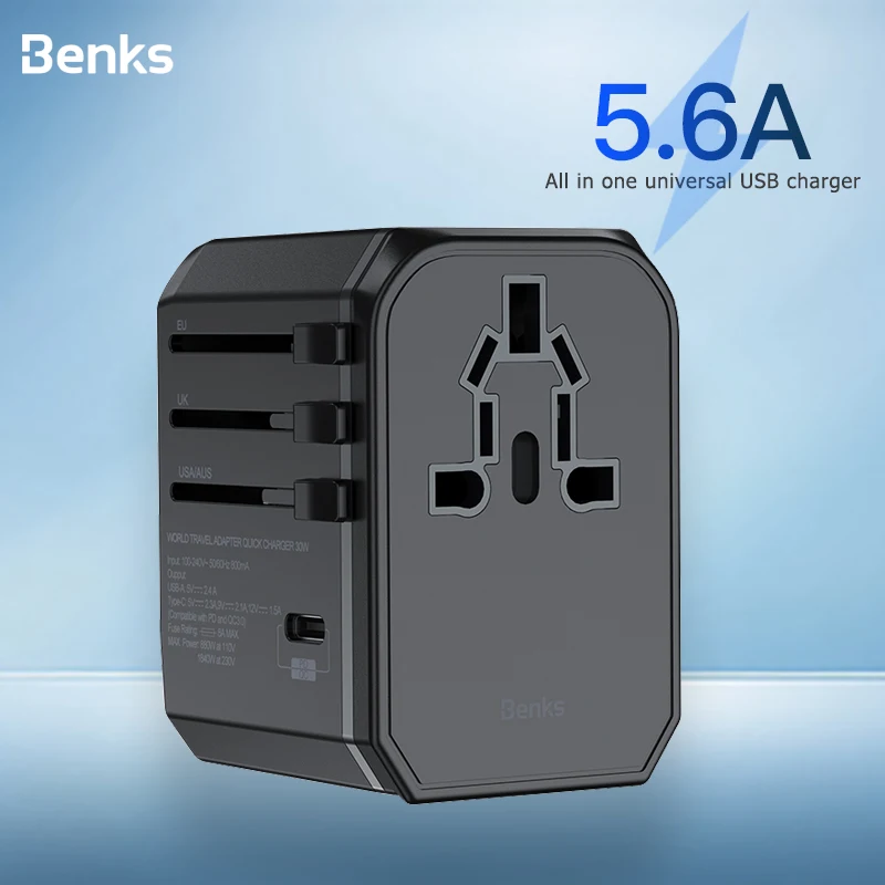 Benks 5.6a Quick Charge 3 0 USB зарядное устройство портативный универсальный адаптер питания