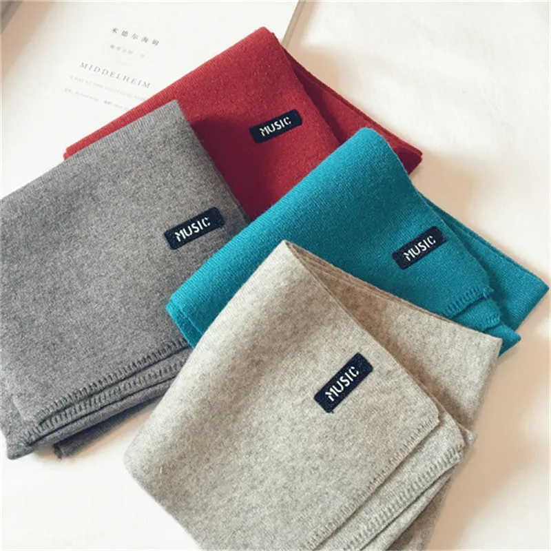 Корейская Вязаная Шерстяная однотонная шаль с надписью мягкая теплая осенне