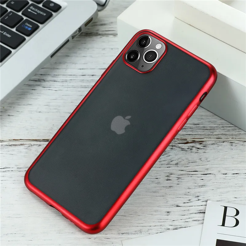 Красный TPU Matte Case for iPhone 11 Pro Max Case Set Transparent Silicone Case Shockproof Case for iPhone X XR XS Max 8 7 6 6S Plus - Цвет: Красный