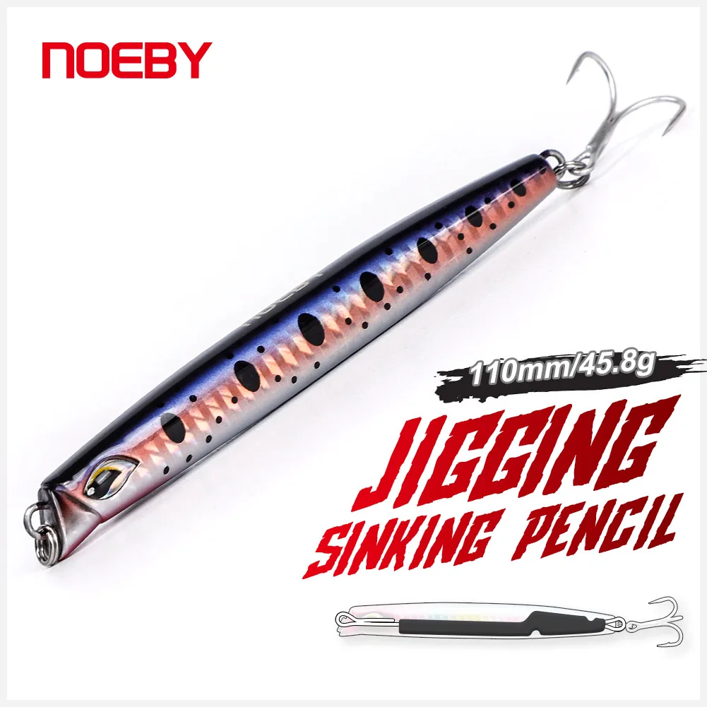

Noeby Sinking Pencil Fishing Lure 110mm 46g Stickbait Vertical Lead Jigging Wobblers Long Casting Hard Bait for Sea Fishing Lure