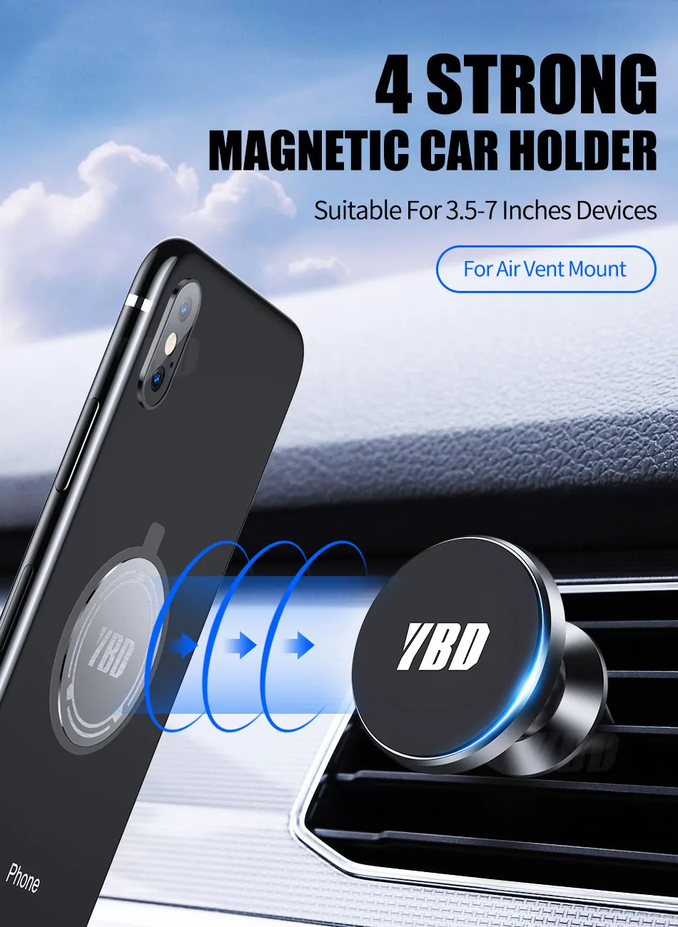 YBD роскошный магнитный держатель для телефона для iPhone samsung s11 Xiaomi huawei Redmi note 8T Автомобильный держатель для телефона с вентиляционным отверстием поддержка gps
