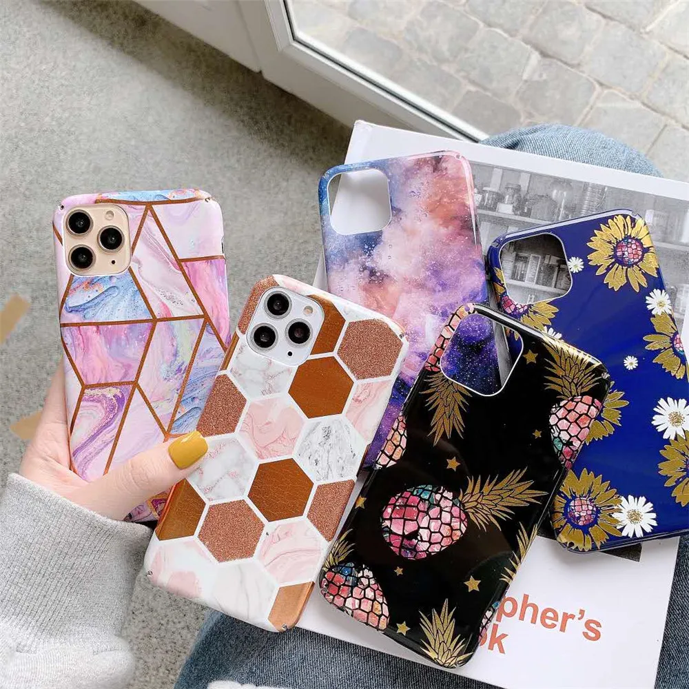Чехлы для телефонов с мраморной текстурой золотого Дейзи ананаса IPhone 11 Pro Max X XR XS 6