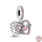 Новый 925 пробы серебро розовый любовь серьги подвеска в виде сердца с надписью Mom, подходят к оригиналу, соответственные Европейской Пандоре обаятельные браслеты из бисера Diy ювелирных изделий