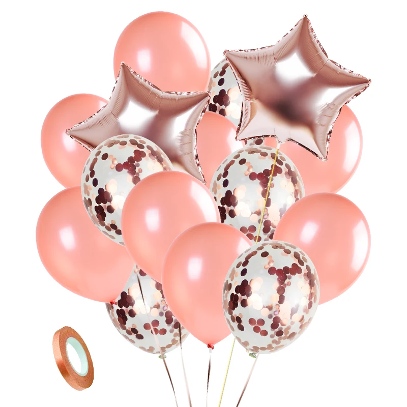 

15pcs Rose Gold Balloons Birthday Decoration Wedding Supplies Latex Confetti Balloon Stars Valentine's Day Gift Globos