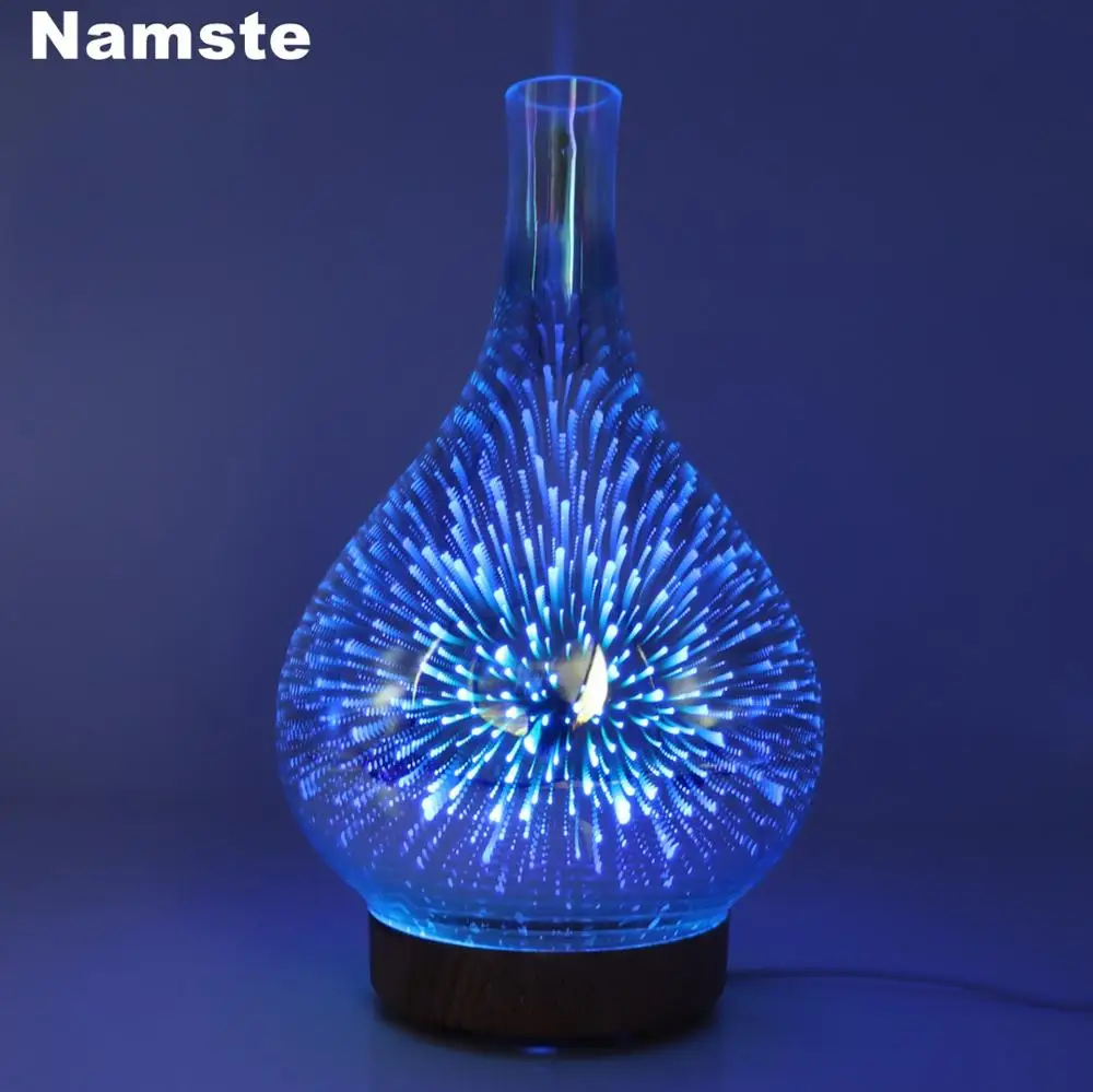 3D Fireworks Glass Shape Air Humidifier with LED Night Light NMT 138 Aroma Essential Oil Diffuser Valentine's Day Gift