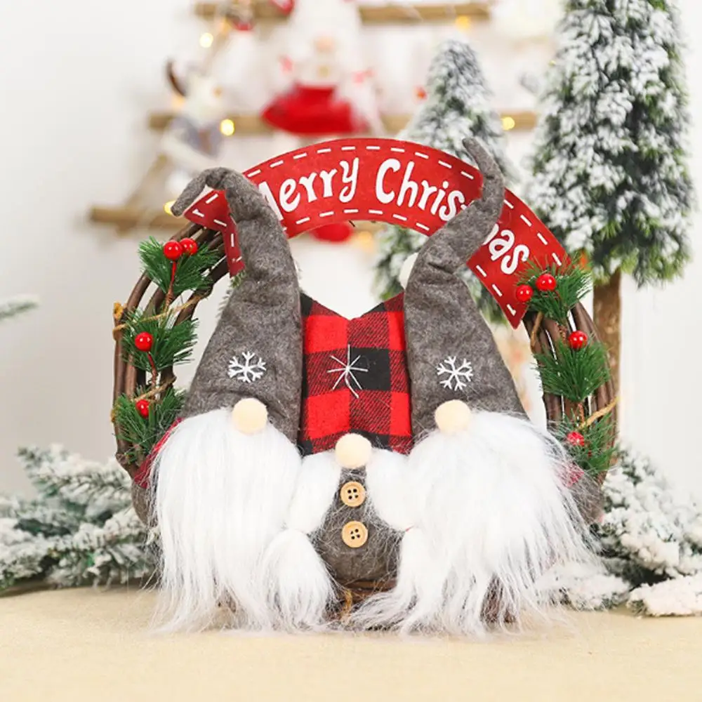 Рождественский кукольный венок 2020 ротанговый Декор для дома Рождественское