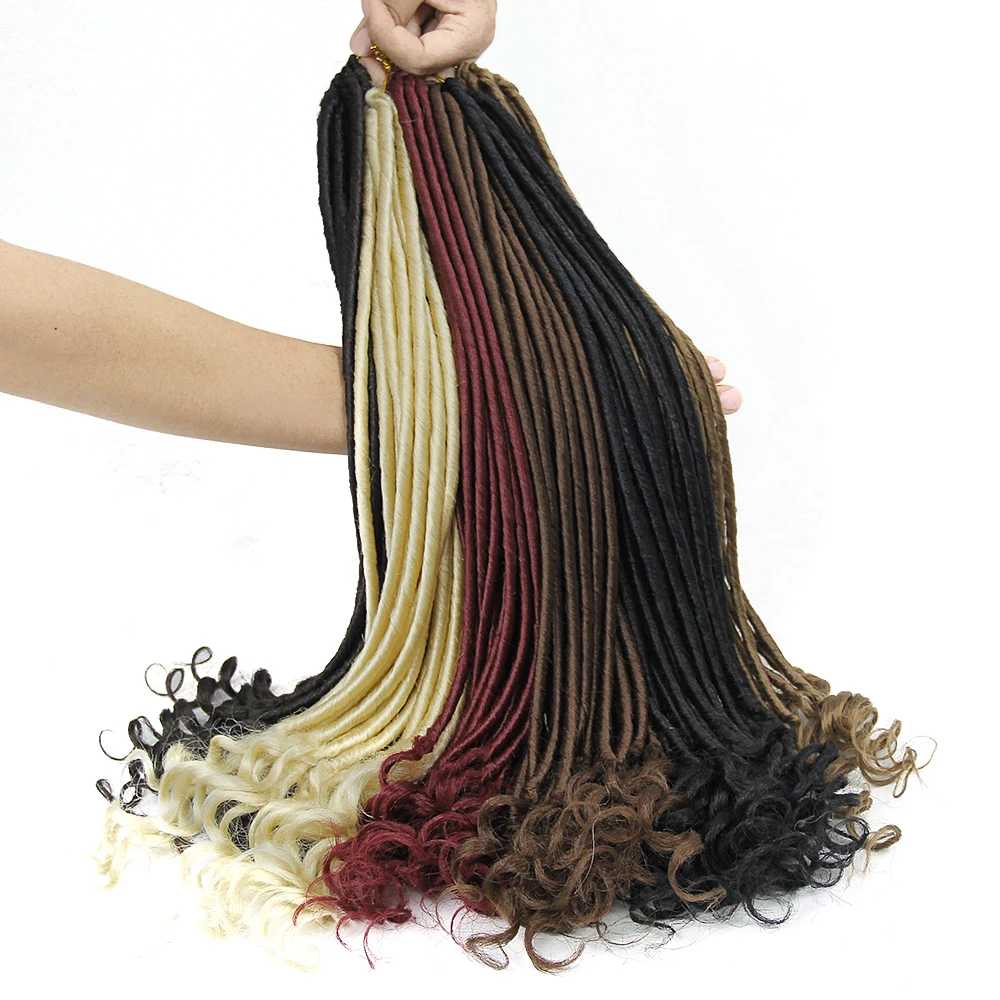 

YXCHERISHAIR Straight Faux Locs with Curly Ends Hair Synthetic Long Hair 18 inch Goddess Locs Crochet Hair For Black Woman