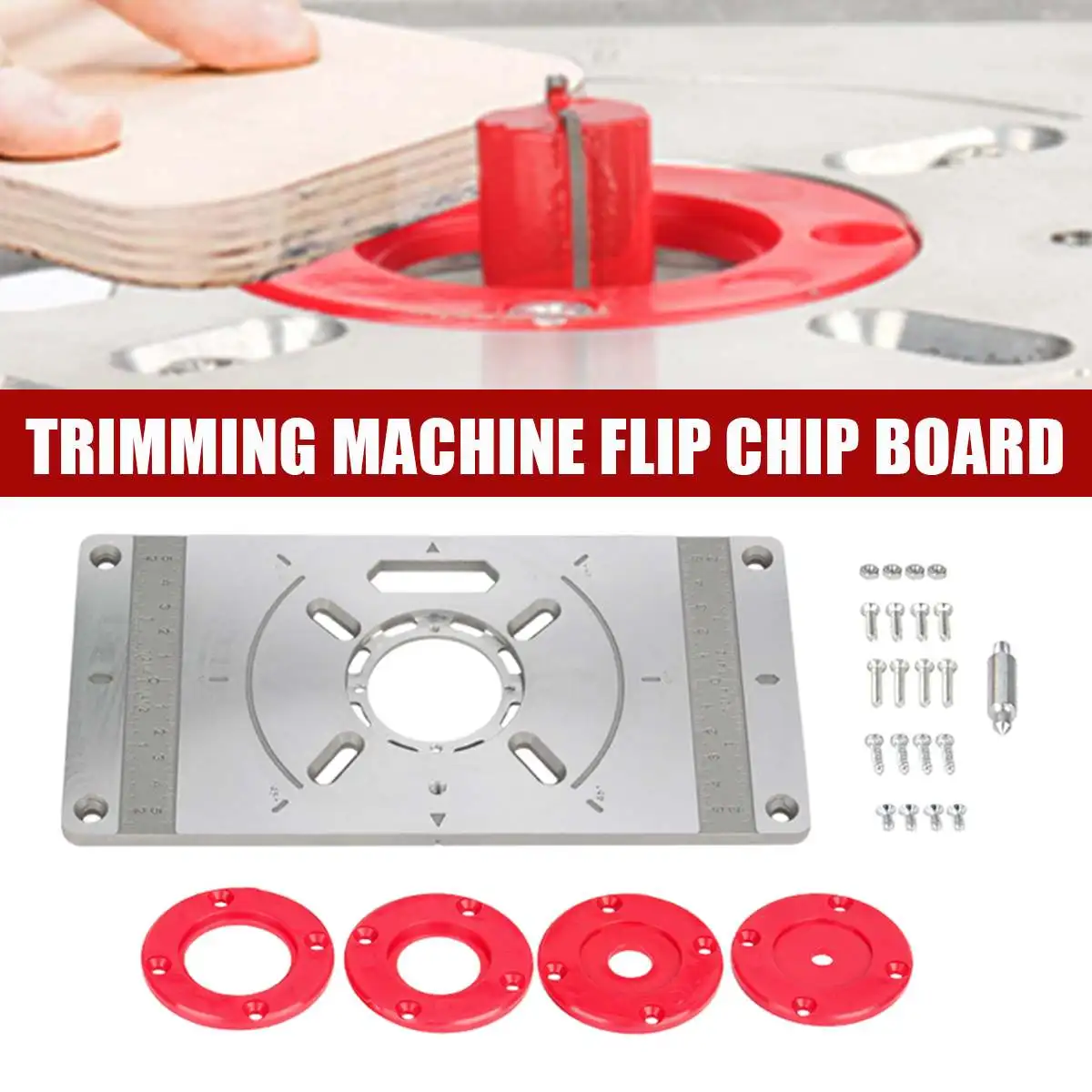 

Multifunctional Router Table Insert Plate Woodworking Benches Aluminium Wood Router Trimmer Set Engraving Machine + 4 Rings