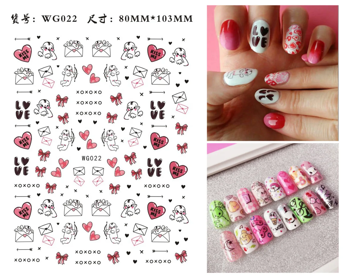 

Nail Stickers Leopard Bear English Dazzling Elegant Wind Lovely Flowers Small Fresh Rainbow Flower Art Stickers Nails WG001-048
