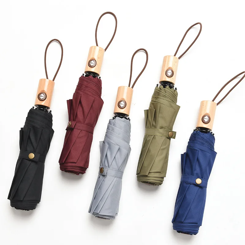 Зонт Автоматический складной тройного сложения маленький однотонный с 8