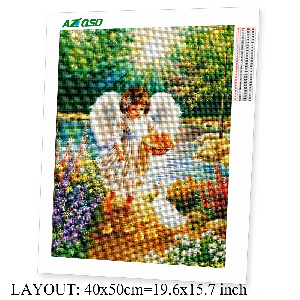 AZQSD Diamond Painting Angle Cross Stitch Rhinestones Embroidery Religious Full Drill Square Handicrafts Gift 5d Diy Home Decor | Дом и сад