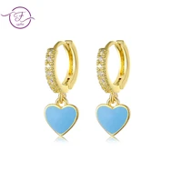 color heart earrings womens jewelry earrings new style fashion color matching inlaid zircon jewelry gift hoop earrings