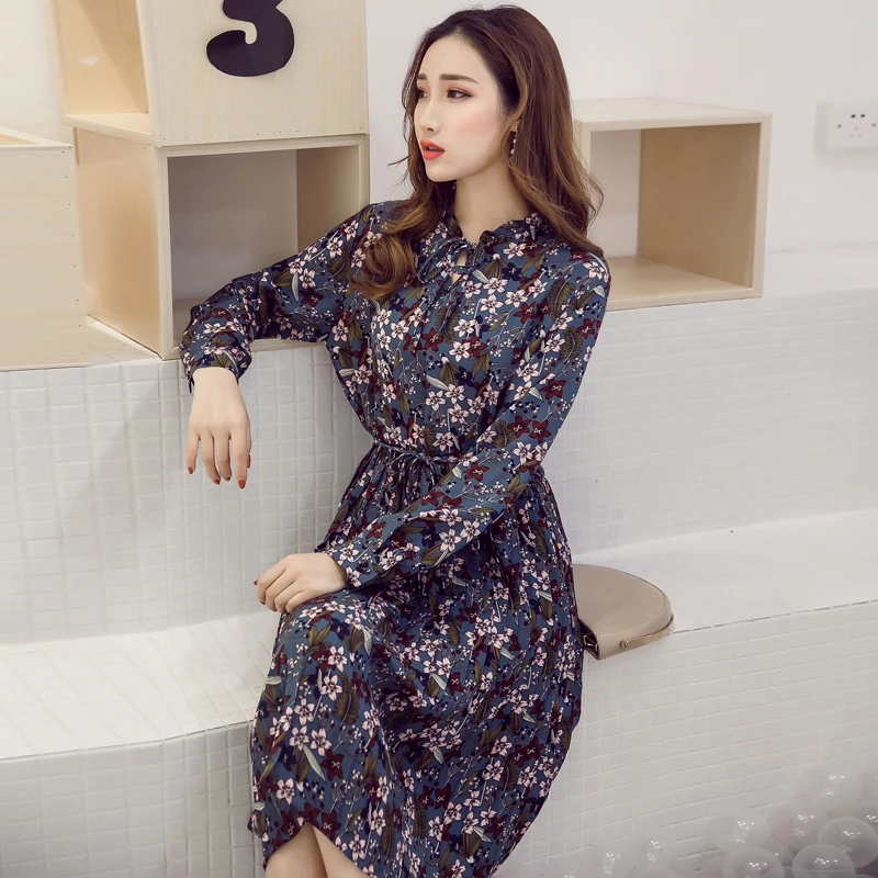 Весеннее Новое поступление женское элегантное шифоновое платье с цветочным