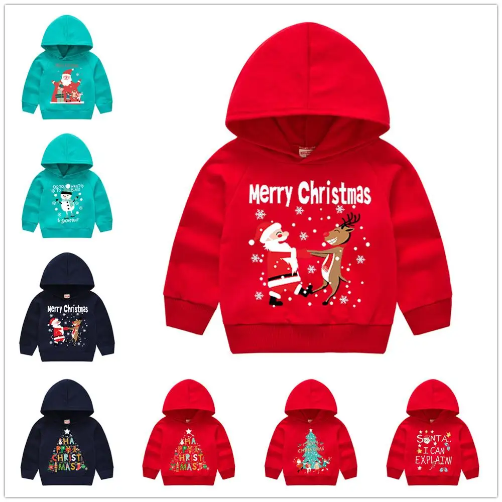 Красный Рождественский свитер с капюшоном для маленьких мальчиков пуловер