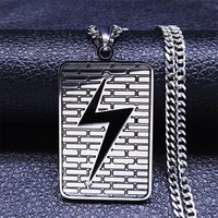 hip hop stainless steel geometric lightning chain necklace for women silver color necklace jewelry collier ras de cou nxh333s06