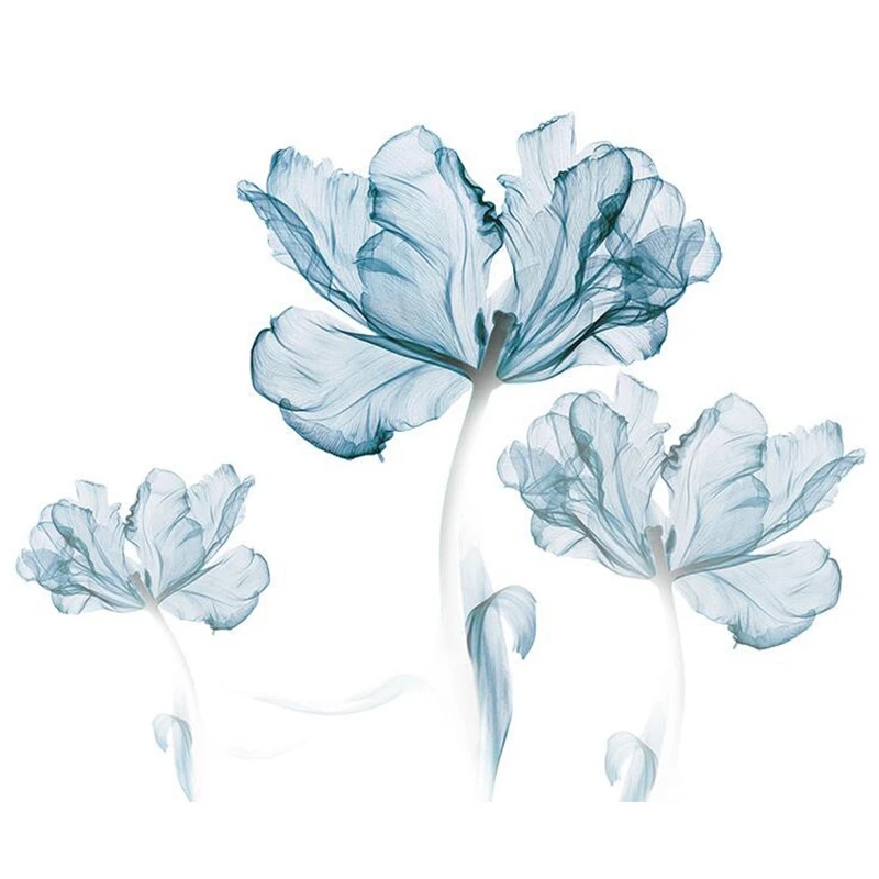 Большой 3D синий цветок украшение для гостиной Виниловые наклейки на стену Diy