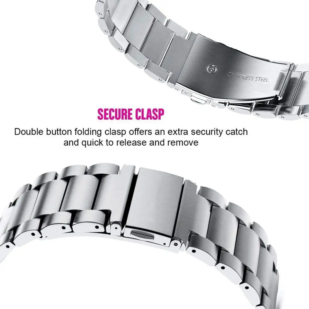 strap for samsung Galaxy watch 46mm active Huawei watch GT 2 strap 20 22mm watch band Stainless steel bracelet gear s3 frontier