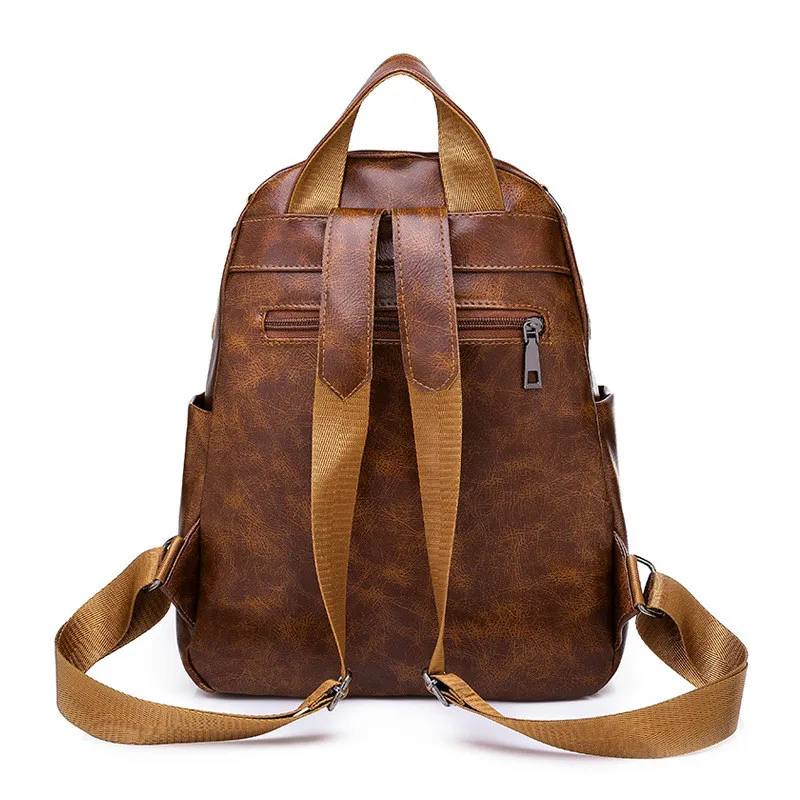 Винтажный женский кожаный рюкзак высокого качества многофункциональный для