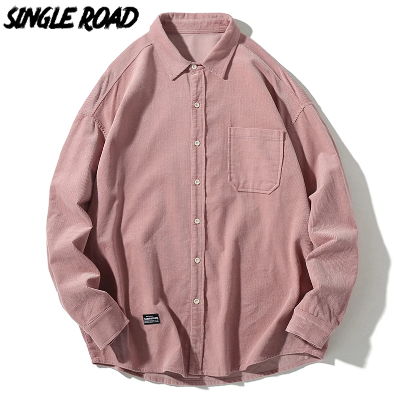 Мужская рубашка с длинным рукавом модная розовая Повседневная Уличная в