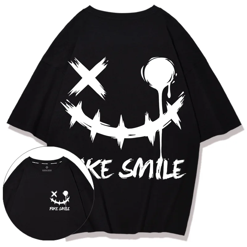 

European and American plus size summer men's t-shirt oversize hip-hop graffiti printed fat half sleeve t-shirt