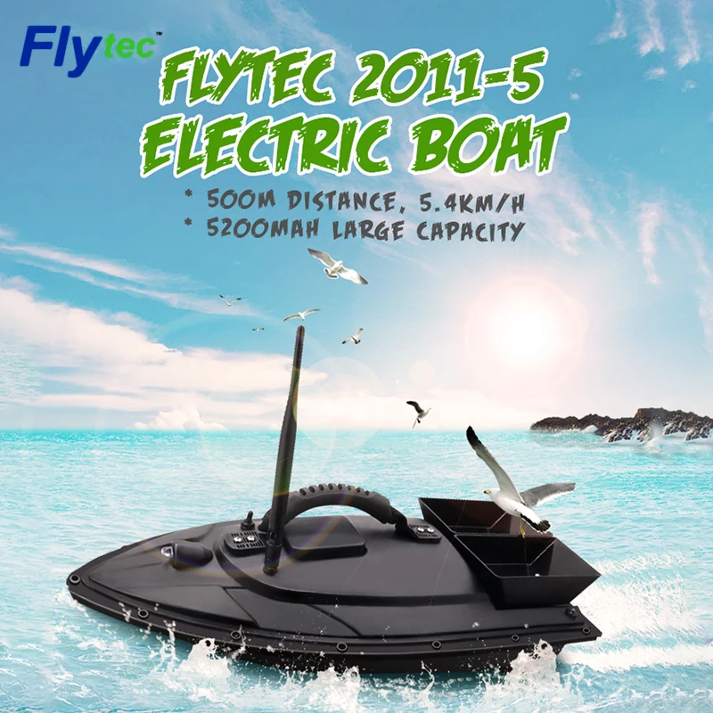 

Flytec 2011-5 / V500 / V007 5.4km/h 500M Double Motor Electric Fishing Bait RC Boat Fish Finder Boat Kit / RTR Version
