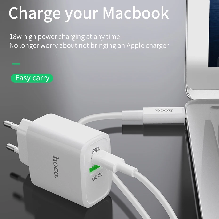 HOCO 18 Вт USB PD быстрое зарядное устройство адаптер QC3.0/2,0 быстрое зарядное устройство с type C к Lightning Кабель для быстрой зарядки