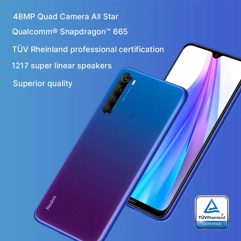 Xiaomi Redmi Note 8T смартфон с восьмиядерным процессором Snapdragon 665 ОЗУ 3 ГБ ПЗУ 32 48 МП |