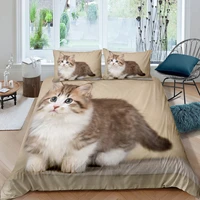 cartoon cat bedding set boys teens 3d cute animals print duvet cover bedclothes home luxury housse de couette dekbedovertrek