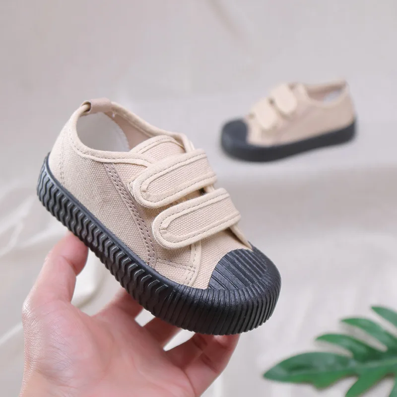 Детская парусиновая повседневная обувь для мальчиков и девочек однотонная