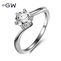 gw women silver ring trendy engagement claws diamond ring white zirconia women wedding jewerly ring birthday gift