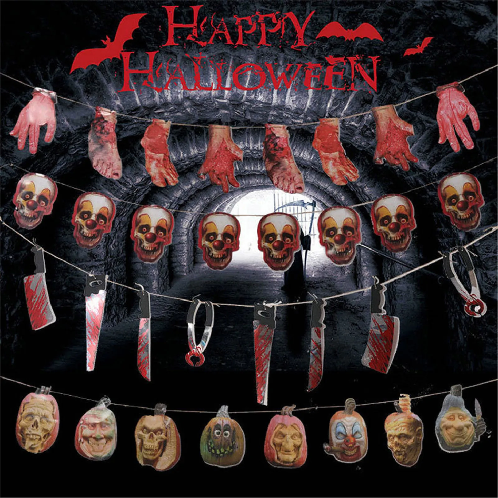 2 шт. Хэллоуин кровавый ужас подвеска страшный нож палец череп для вечеривечерние